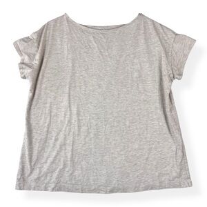 J Jill Luxe Supima Short Sleeve Tee Shirt Womens M Medium Heathered Beige